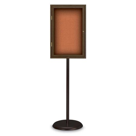 United Visual Products Corkboard, Triple Door, Radius Frame, 72x36", Bronze/Burgundy UV7005-BRONZE-DBURGU